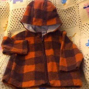 Gymboree Lumberjack orange check zip 18-24M Soft Hoodie - 74% Cotton CUTE